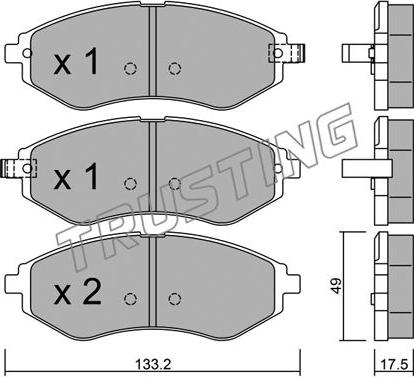 Trusting 524.1 - Тормозные колодки, дисковые, комплект autospares.lv