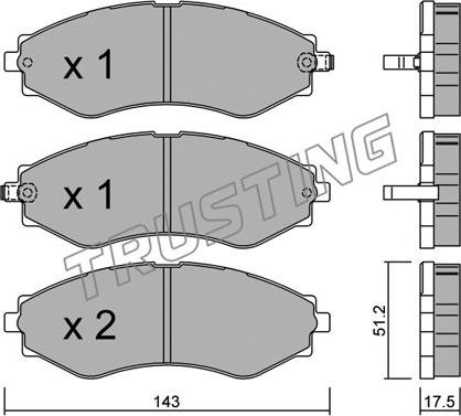 Trusting 525.0 - Тормозные колодки, дисковые, комплект autospares.lv