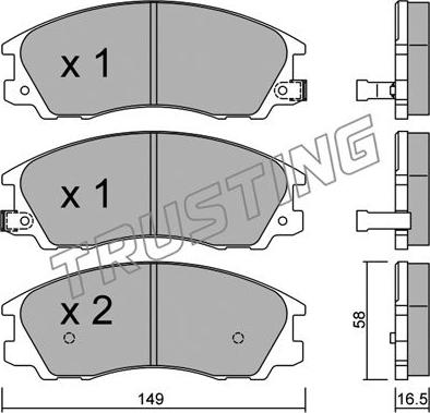 Trusting 522.0 - Тормозные колодки, дисковые, комплект autospares.lv