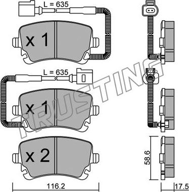 Trusting 570.1 - Тормозные колодки, дисковые, комплект autospares.lv