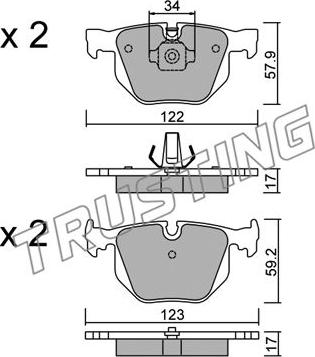 Trusting 577.0 - Тормозные колодки, дисковые, комплект autospares.lv