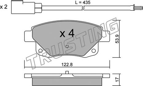 Trusting 697.0 - Тормозные колодки, дисковые, комплект autospares.lv