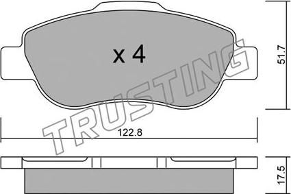 Trusting 654.0 - Комплект тормозных колодок, барабанные autospares.lv