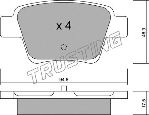 Trusting 655.0 - Тормозные колодки, дисковые, комплект autospares.lv