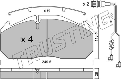 Trusting 602.4W - Тормозные колодки, дисковые, комплект autospares.lv