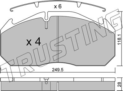 Trusting 602.0 - Комплект тормозных колодок, барабанные autospares.lv