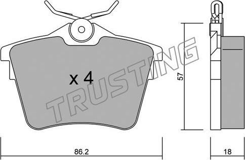 Trusting 618.0 - Комплект тормозных колодок, барабанные autospares.lv