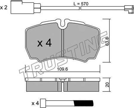 Trusting 620.2W - Тормозные колодки, дисковые, комплект autospares.lv