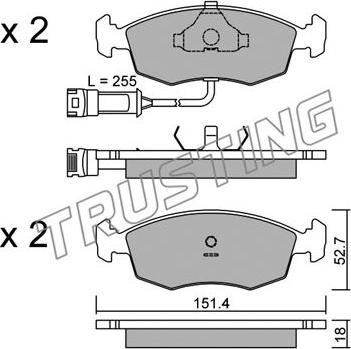 Trusting 096.0 - Тормозные колодки, дисковые, комплект autospares.lv