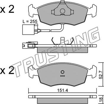 Trusting 096.1 - Тормозные колодки, дисковые, комплект autospares.lv