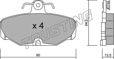 Trusting 097.2 - Тормозные колодки, дисковые, комплект autospares.lv