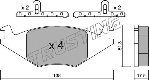 Trusting 049.0K - Тормозные колодки, дисковые, комплект autospares.lv