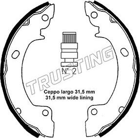 Trusting 046.200 - Комплект тормозных колодок, барабанные autospares.lv