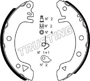 Trusting 040.123K - Комплект тормозных колодок, барабанные autospares.lv