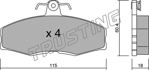 Trusting 041.0 - Тормозные колодки, дисковые, комплект autospares.lv