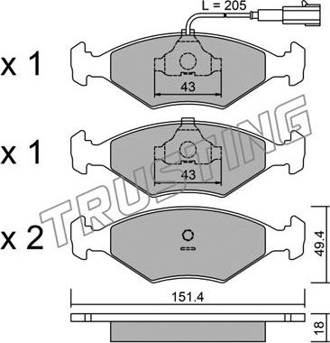 Trusting 059.4 - Тормозные колодки, дисковые, комплект autospares.lv