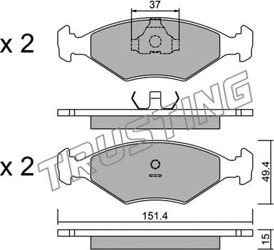 Trusting 059.5 - Тормозные колодки, дисковые, комплект autospares.lv