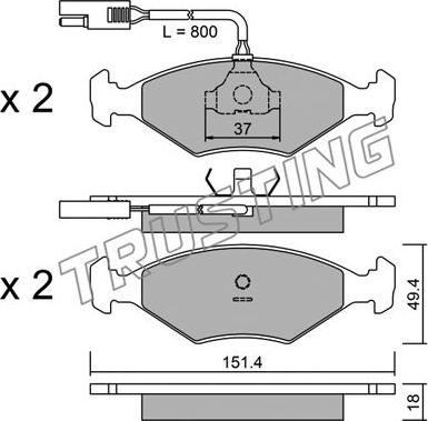 Trusting 059.0 - Тормозные колодки, дисковые, комплект autospares.lv