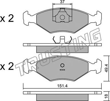 Trusting 059.2 - Тормозные колодки, дисковые, комплект autospares.lv