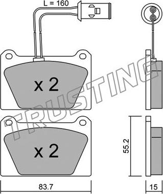 Trusting 054.1 - Тормозные колодки, дисковые, комплект autospares.lv