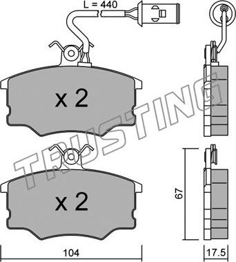 Trusting 055.1 - Тормозные колодки, дисковые, комплект autospares.lv