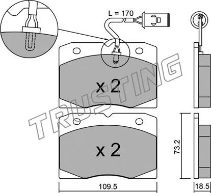 Trusting 053.2 - Тормозные колодки, дисковые, комплект autospares.lv