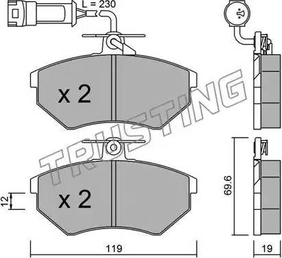 Trusting 052.3 - Тормозные колодки, дисковые, комплект autospares.lv