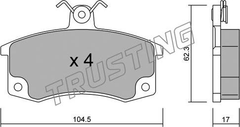 Trusting 064.0 - Тормозные колодки, дисковые, комплект autospares.lv