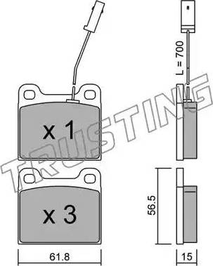 Trusting 003.3 - Тормозные колодки, дисковые, комплект autospares.lv