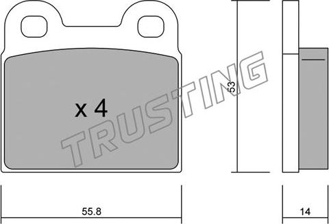 Trusting 002.0 - Тормозные колодки, дисковые, комплект autospares.lv