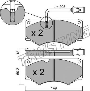 Trusting 016.2 - Тормозные колодки, дисковые, комплект autospares.lv