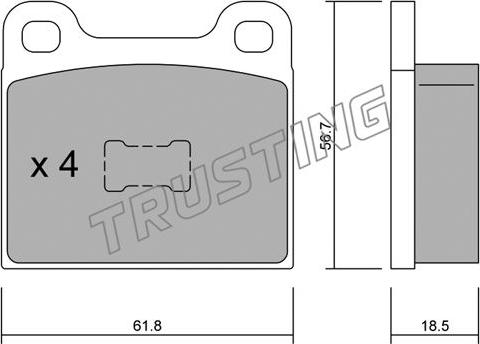 Trusting 011.1 - Тормозные колодки, дисковые, комплект autospares.lv