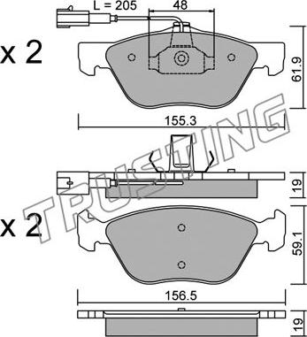 Trusting 085.0 - Тормозные колодки, дисковые, комплект autospares.lv