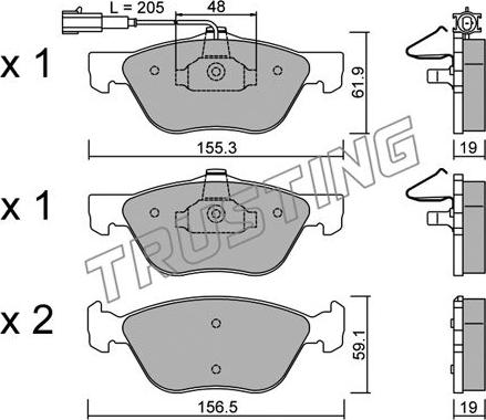 Trusting 085.2 - Тормозные колодки, дисковые, комплект autospares.lv