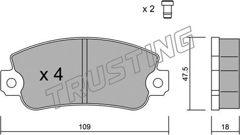 Trusting 035.1 - Тормозные колодки, дисковые, комплект autospares.lv