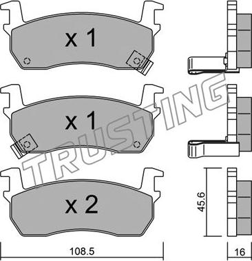 Trusting 036.1 - Тормозные колодки, дисковые, комплект autospares.lv