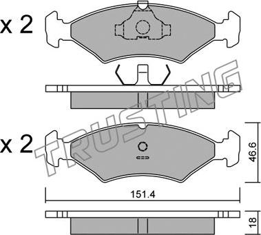 Trusting 031.0 - Тормозные колодки, дисковые, комплект autospares.lv