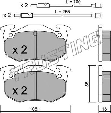 Trusting 038.0 - Тормозные колодки, дисковые, комплект autospares.lv