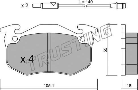 Trusting 038.1 - Тормозные колодки, дисковые, комплект autospares.lv