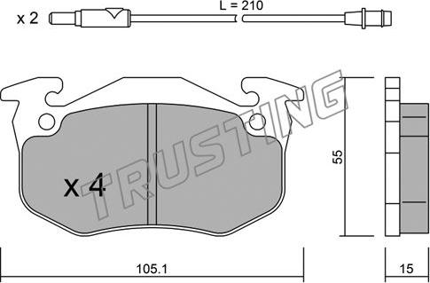 Trusting 038.2 - Тормозные колодки, дисковые, комплект autospares.lv