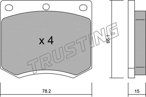 Trusting 025.0 - Тормозные колодки, дисковые, комплект autospares.lv