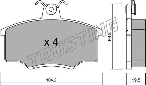 Trusting 026.0 - Тормозные колодки, дисковые, комплект autospares.lv