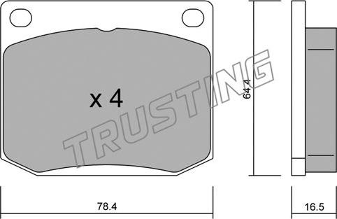 Trusting 020.0 - Тормозные колодки, дисковые, комплект autospares.lv