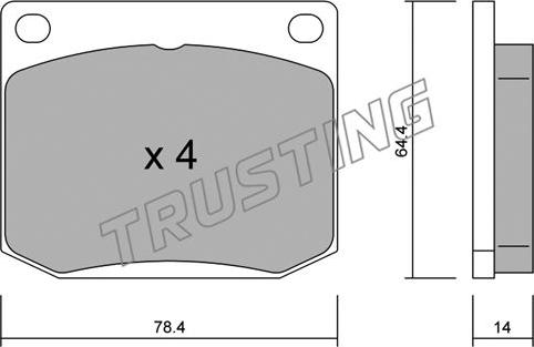 Trusting 020.1 - Тормозные колодки, дисковые, комплект autospares.lv