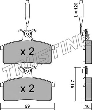 Trusting 028.3 - Тормозные колодки, дисковые, комплект autospares.lv