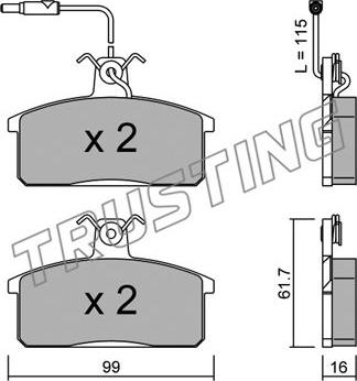 Trusting 028.2 - Тормозные колодки, дисковые, комплект autospares.lv