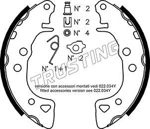 Trusting 022.030K - Комплект тормозных колодок, барабанные autospares.lv