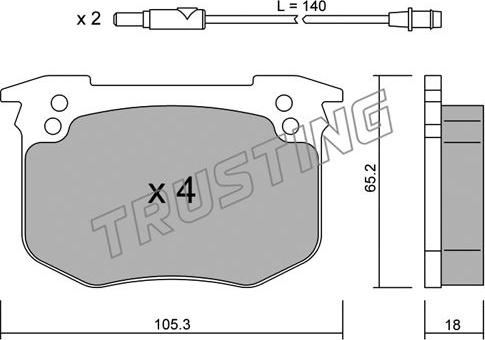 Trusting 196.0 - Тормозные колодки, дисковые, комплект autospares.lv