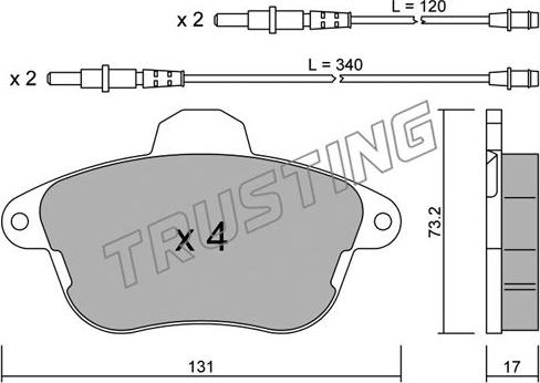 Trusting 191.0 - Тормозные колодки, дисковые, комплект autospares.lv