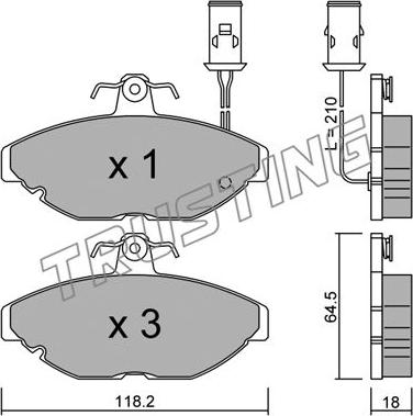 Trusting 198.0 - Тормозные колодки, дисковые, комплект autospares.lv